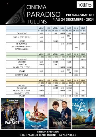 Programme cinéma du 4 au 24/12/2024